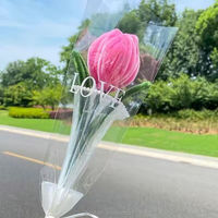 Bouquet de fleurs artificielles en chenille fait main, en forme de tulipes, cadeau d'appréciation pour les enseignants, cadeau d'anniversaire