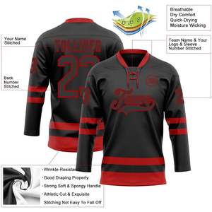 Fanscustom Maillots de hockey personnalisés pour hommes et femmes Numéro de nom imprimé Chemises de pratique en polyester avec uniformes d'équipe personnalisés - Product Image 3