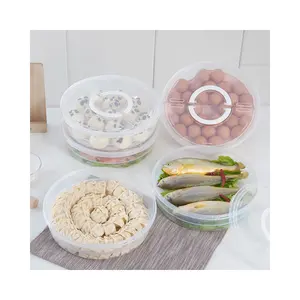 Multi-purpose portable handle round non-compartmentalised dumpling storage box collapsible box with lid food storage box