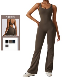 Lunga lunghezza cavo posteriore morbido rapido asciutto Scrunch dietro tuta Yoga abiti sportivi e un pezzo Stretch vestiti - Product Image 1