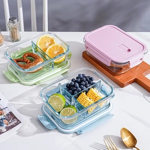 Portion en verre chauffée boîte à lunch micro-ondes stockage des aliments hermétique école déjeuner conteneur pour enfants multi-capacité - Product Image 6
