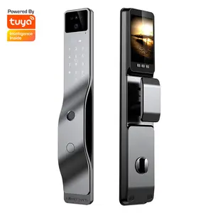 Fingerprint Lock automático Tuya Smart Lock 3D Face Recognition Digital Door Lock com campainha