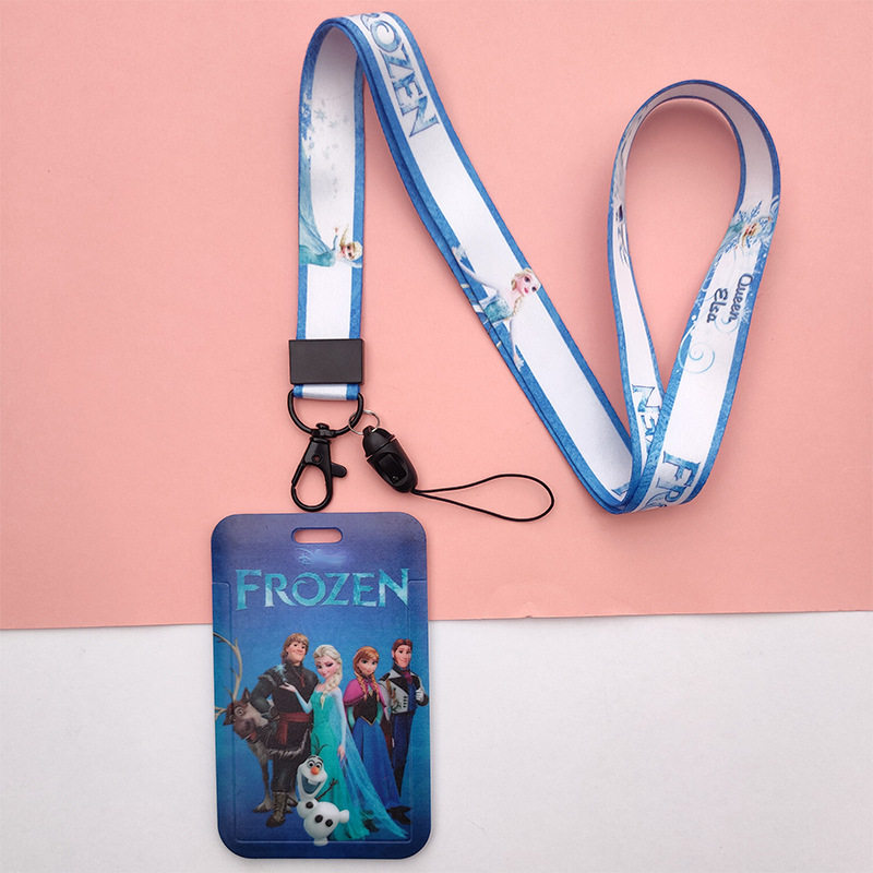 High Quality ID Badge Plastic Card Holder Custom Lovely Cartoon Frozen Elsa Anna Card Case Lanyards Promotional Gift Accessories Image 3