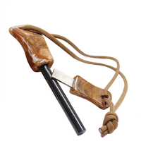 Poignée de doigt en résine artisanale, feu d'urgence, acier au feu, briquet au magnésium, canne Ferro, démarreur de feu