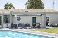 Pérgola Bioclimática Motorizada de Aluminio con Luces LED, Techo de Láminas Ajustables, para Patio Exterior, Jardín, Villa, Gazebo