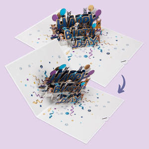 Cartes Pop-up 3D Pliables Joyeux Anniversaire Chiens – Design de Soutien à la Sauvetage des Chiots pour les Amoureux des Chiens et les Défenseurs de la Protection Animale – Cadeau d'Anniversaire - Product Image 4