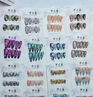 JIAZHIMU Ongles à presser faits main, style européen et américain, motif floral 3D, forme amande française et cercueil carré, en promotion pour les doigts