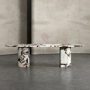 Роскошный дизайн, мебель из натурального камня, высококачественный обеденный стол из мрамора Calacatta с рифленым базовым верхом - Product Image 2