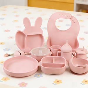 Juego de alimentación de silicona sin BPA personalizado al por mayor, fácil de limpiar, babero, plato, tazón, vajilla para bebés, accesorios para bebés - Product Image 3