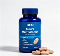 Multivitamines quotidiennes pour hommes OEM avec vitamine D, zinc, acide folique et vitamines B pour soutenir l'énergie physique, 200 comprimés