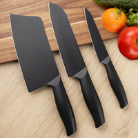 Coffret de 3 couteaux de cuisine antiadhésifs avec manche creux en acier inoxydable, couteau utilitaire, Santoku, couteau à découper, couteau de chef pour les cuisiniers à domicile