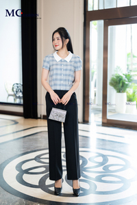 TA1505เสื้อบาสซีแฟชั่นสไตล์สำนักงานสำหรับผู้หญิงเสื้อผ้าแฟชั่นชั้นสูงสำหรับตกแต่งในช่วงฤดูร้อนลายทางสีชมพูหรือสีฟ้า - Product Image 5