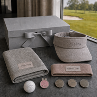 Coffret Cadeau de Golf Personnalisé Premium pour Femme : Visière en Métal, Clip, Bandeau, Serviette, Chapeau avec Marqueur de Balle en Métal, Accessoires de Golf de Luxe