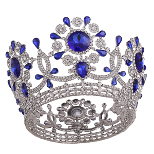 Corona de Novia de Cristal Chapada en Oro Estilo Europeo, Tiaras de Aleación de Zinc con Pedrería de Lujo, Accesorios para el Cabello Elegantes para Fiestas - Product Image 1