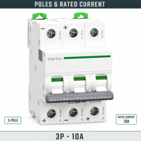 Disjoncteur miniature MCB Acti9 Pro IC65N 3P D10A Prototype 1A-63A Courbe B C D PA66 6kA AC 230/400V Neuf Original Industriel