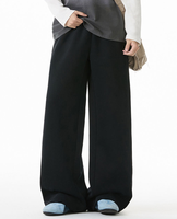 Pantalon de survêtement décontracté pour homme, taille haute élastique, coupe ample, jambe large, 100 % coton épais 380g, qualité supérieure