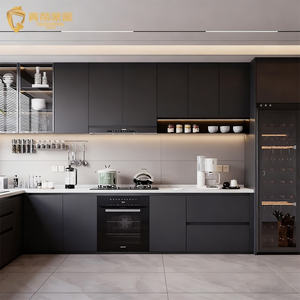 Armoire en bois de qualité supérieure, panneau de densité, peinte, cuisine, armoire plate standard, bons produits, poignée cachée, service OEM ODM - Product Image 2