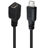 Cable de Extensión USB 2.0 Micro USB Macho a Hembra Mini de 5 Pines, PVC Negro, 0.3M de Longitud, para Cámaras de Computadora, Directo de Fábrica en China