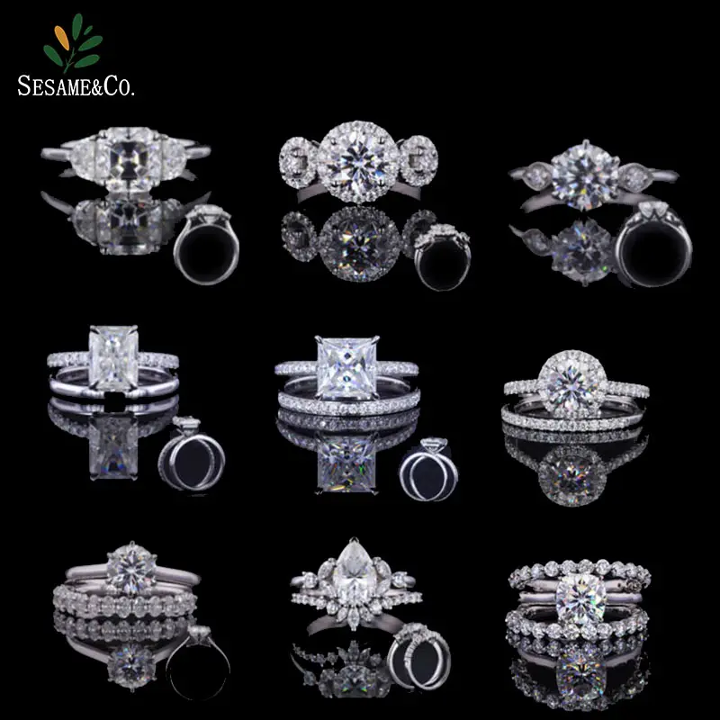 Factory Custom moissanites diamond jewelry 9K 10K 14K 18k soild gold engagement wedding ring