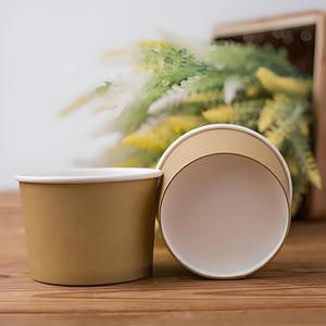 Solid white coated paper Commercial takeaway <b>containers</b> Food grade disposable Round paper bowls - Product Image 1