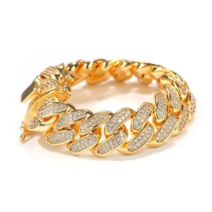 Collana <span class=keywords><strong>da</strong></span> <span class=keywords><strong>Uomo</strong></span> Placcata Oro con Diamanti Ice Out, Catena Piatta Popcorn <span class=keywords><strong>da</strong></span> 15mm, Garanzia di Qualità, per Anniversario - Product Image 2