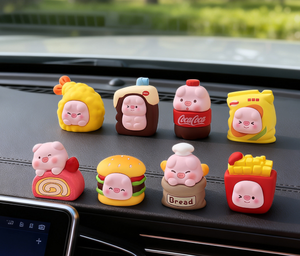 Mini figurines en résine d'animaux et d'aliments mignons (pain, boisson, hamburger, cochon) pour décoration de jardin, aquarium, poupée, décoration de gâteau, bombe de bain, jouet pour enfant - Product Image 3