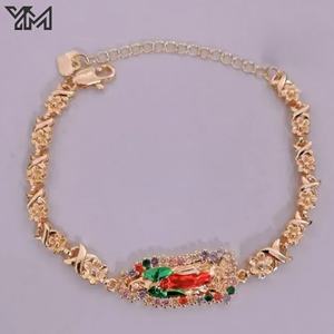 Pulsera de Moda YM al por Mayor, Diseño Guadalupe, Lujosa, Chapada en Oro de 18K, Cadena Cubana, Pulsera de Moda - Product Image 5