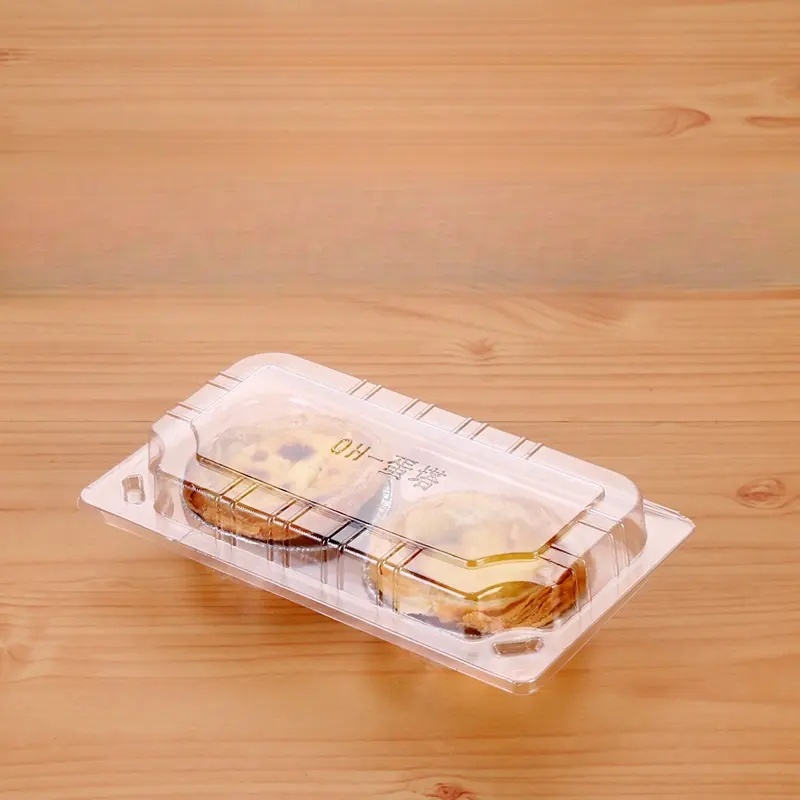 再利用可能なカスタマイズ可能な透明なプラスチック製の卵のタルトボックスブリスタープロセスによる2つのロードされた食品包装