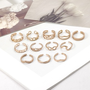 Juego de 20 Anillos de Dedo Ajustables para Mujer, Estilo Europeo Americano, Chapados <span class=keywords><strong>en</strong></span> Oro, Plata, Diseño Geométrico Simple, SKIITOW ZY25345 - Product Image 5