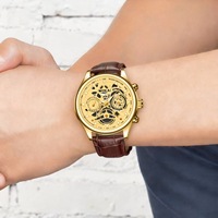 Commerce transfrontalier, nouveau modèle, montre en quartz Dongguan Wokai, bracelet en cuir décontracté, montre pour homme