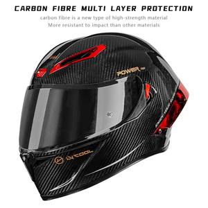 Casque de course intégral approuvé par le DOT de haut rang Casque en fibre de carbone à double lentille Moto Novel Big Tail Street Racing pour hommes et femmes - Product Image 2