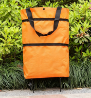 Sac de courses pliable et personnalisable noir en polyester, réutilisable, pour chariot de courses