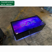 Sofá VIP para Discoteca, Tapizado en Terciopelo Negro, Respaldo Alto, con Mesa de Centro con Logotipo LED Iluminado, para Bar o Salón