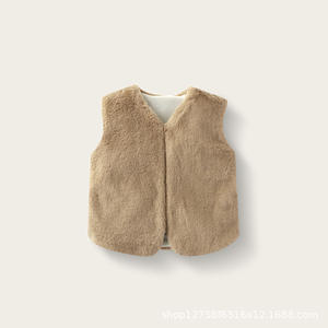 Gilet en fausse fourrure style coréen pour filles, <span class=keywords><strong>veste</strong></span> longue chaude à simple boutonnage pour enfants, pour l'automne/hiver, vente en gros - Product Image 4