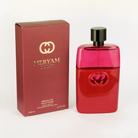 Perfume Femenino, Envase Rectangular Opaco Rojo Rosado, Tapa con Emblema Bronce, Caja Borgoña, Pasión, San Valentín, Larga Duración