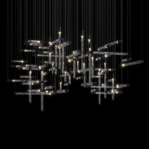 Nghệ thuật trang trí nội thất nhà sảnh Mall Vàng Stick treo đèn lớn sang trọng Bắc Âu LED ánh sáng mặt dây chuyền Glass Rod đèn chùm - Product Image 4