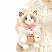 Adorable Peluche Chat Ragdoll en Polyester, Compagnon de Sommeil, Jouet en Peluche, Jouets pour Sac à Dos, Musique, Cadeau Saint-Valentin 31-50cm