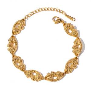Pulsera de Moda Chapada en Oro de 18k, Acero Inoxidable, Resistente al Deslustre, Textura Gruesa, Hecha a Mano para Mujer - Product Image 1