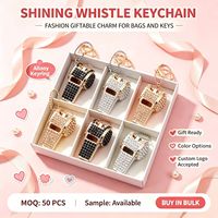 Sifflet de survie en strass diamanté, porte-clés tendance en métal, porte-clés de défense personnelle, magnifique porte-clés scintillant, cadeaux créatifs