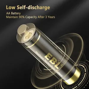 อัพเกรดความจุสูง Pilas rechargables EBL แบตเตอรี่ AA แบบชาร์จไฟได้ 1.2V 2800mAh NIMH AA แบตเตอรี่ Double A แบตเตอรี่