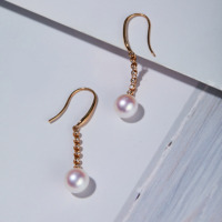 Pendientes de perlas Akoya de agua de mar de oro auténtico de 18 quilates al por mayor con diamantes naturales joyería de moda popular para mujer personalizable