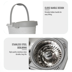 Chất lượng cao Microfibre thép không gỉ 360 ma thuật xoay dễ dàng làm sạch sàn lau xô với bánh xe và vắt - Product Image 5