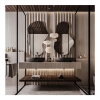 Armoire de toilette de salle de bain murale en contreplaqué de design moderne de luxe avec miroir