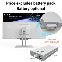 PC Todo en Uno de 23.8 y 27 Pulgadas con Batería UPS Integrada, Cubierta Trasera Personalizada con Logotipo Iluminado, PC Todo en Uno con Batería UPS Extraíble