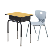Bureau d'écolier américain moderne avec pieds détachables, tube télescopique électroplaqué, réglable en hauteur, en métal, pour salle de classe