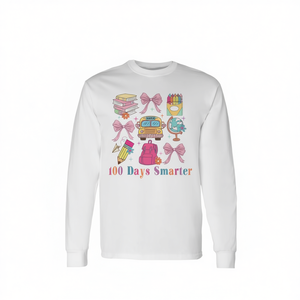 Maglietta a maniche lunghe 100 Days Smarter Bow Pencil a tema scolastico per bambini - Product Image 2