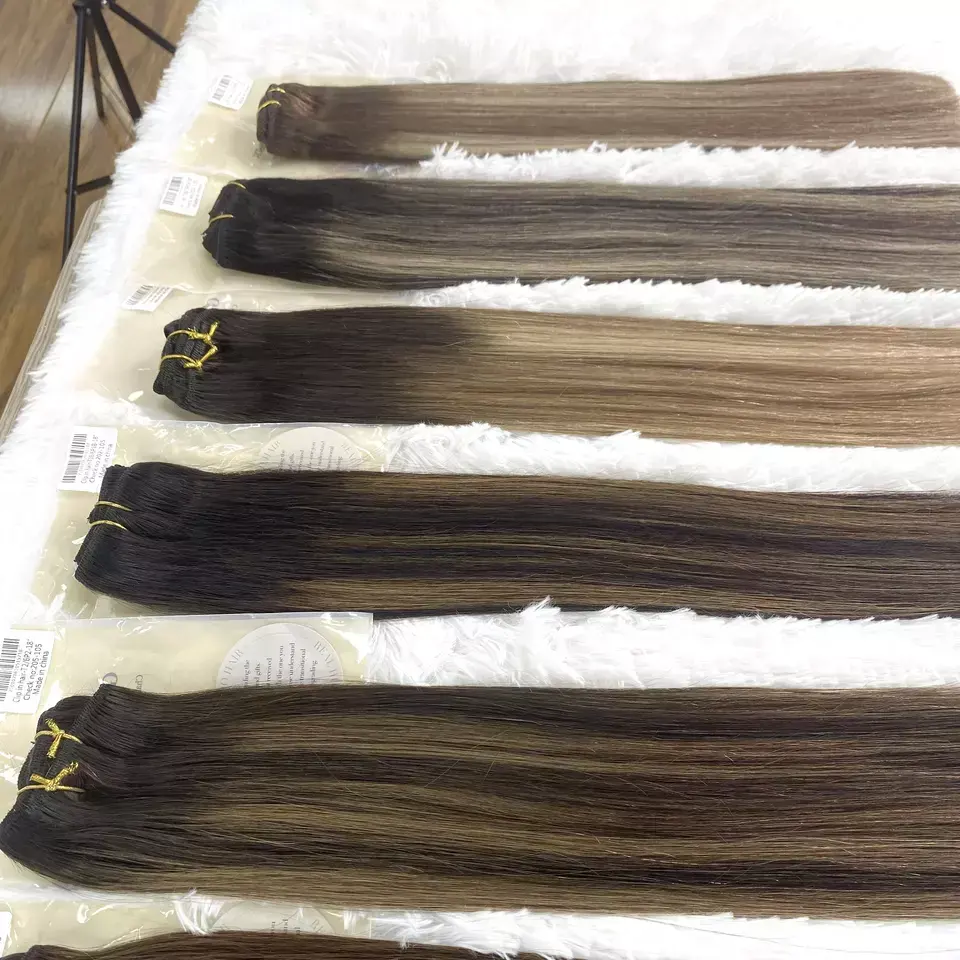 Rambut Remy klip pakan ganda dalam ekstensi rambut manusia klip ekstensi penjualan terbaik 100 klip alami alami alami di