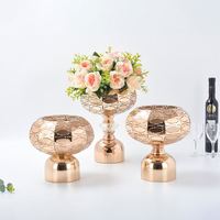 Accessoires de mariage, vase sphérique plaqué or, décoration de table, support à fleurs en métal, centre de table de mariage