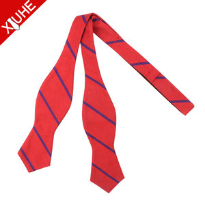 <span class=keywords><strong>Pajarita</strong></span> de fábrica personalizado hecho a mano diseño de rayas 100% seda rojo corbata para los hombres - Product Image 1