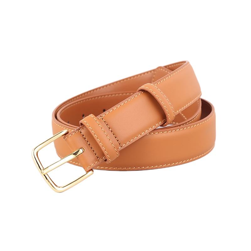 New Design Genuine Leather Belts for Lady Golden Alloy Buckle No